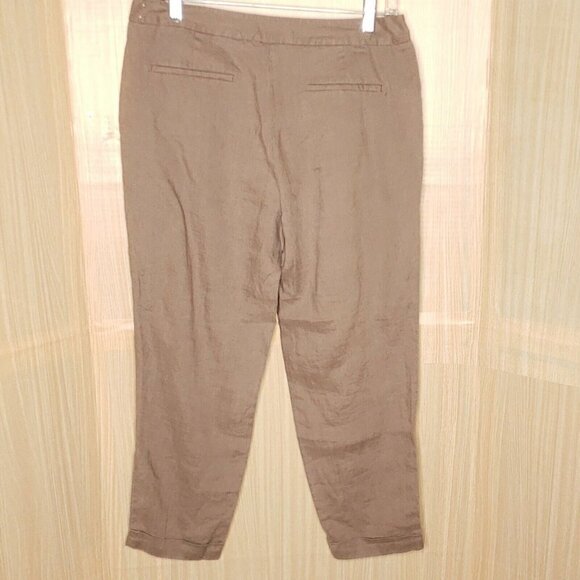 Loft Brown Linen Womens Pants 4 - Picture 4 of 7